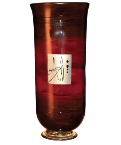 Red Gold Hurricane Large Glass Vase