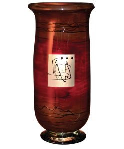 Red Gold Hurricane Small Glass Vase