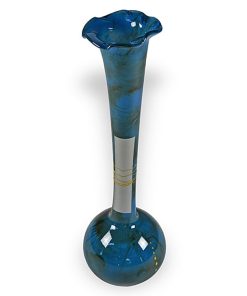 Mid-Night Blue Tall Ruffle Glass Vase