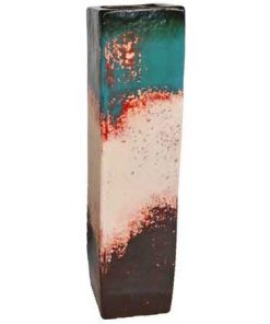 Square Ceramic Floor Vase Medium | Teal Top