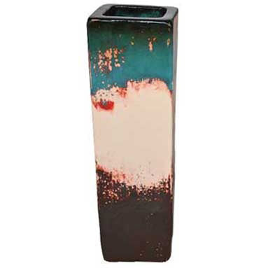 Square Ceramic Floor Vase Small | Teal Top