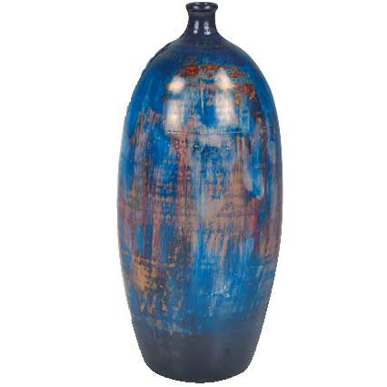 Tuscan Olive Ceramic Urn | Cobalt Blue